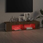 vidaXL Meuble TV avec lumières LED chêne marron 135x39x30 cm
