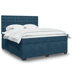 vidaXL Sommier à lattes de lit et matelas bleu 180x200 cm velours