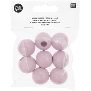 8 Perles rondes - bois rose - 25 mm