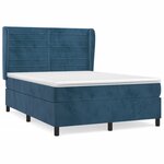 vidaXL Sommier à lattes de lit et matelas Bleu foncé 140x200cm Velours