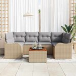 vidaXL Ensemble de canapé de jardin 7 Pièces Beige Poly rotin