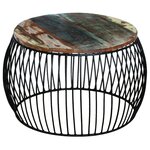 Vidaxl table basse ronde 68x37 cm bois de récupération massif