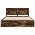 vidaXL Cadre de lit Chêne fumé 200 x 200 cm Bois de pin massif