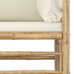 vidaXL Salon de jardin 6 Pièces avec coussins blanc crème bambou