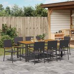 vidaXL Ensemble de dîner de jardin 9 Pièces Noir  Marron 190 x 90 x 75 cm