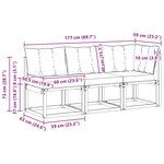 vidaXL Canapé d’extérieur milieu et coin avec coussin 3 Pièce Naturel