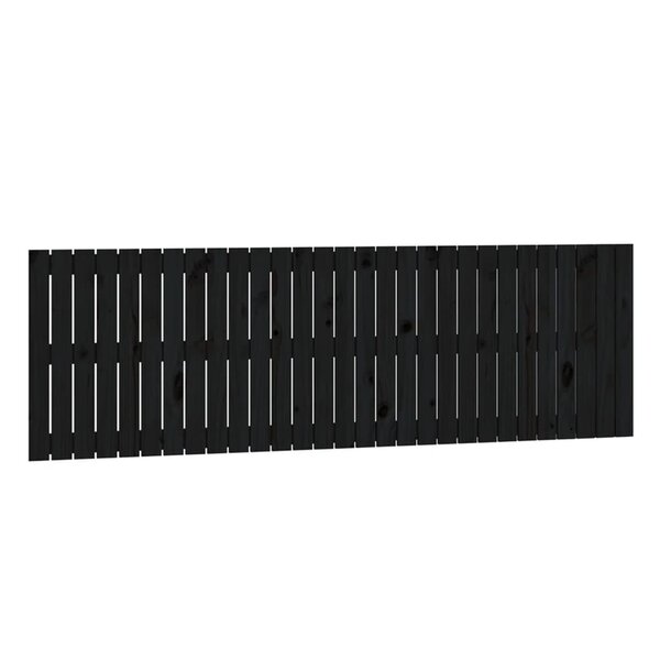 vidaXL Tête de lit murale Noir 185x3x60 cm Bois massif de pin