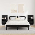 vidaXL Armoire de lit avec tiroir 2 Pièces Chêne noir 48 5 x 32 5 x 80 cm