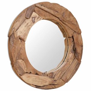 vidaXL Miroir décoratif Teck 80 cm Rond