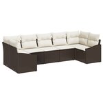 vidaXL Ensemble de jardin 7 pièces avec coussins - Poly rattan brun