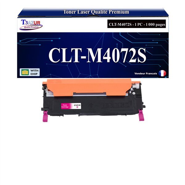 T3AZUR - Toner compatible avec Samsung CLT-M4072S pour Samsung CLP-320 CLP-320N CLP-321 CLP-325 CLP-325W CLP-326 - Magenta