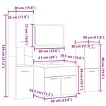 vidaXL Ensemble de meubles de salle de bain 5 Pièces gris béton