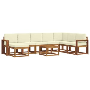 vidaXL Ensemble de canapés d'extérieur 9 pc Naturel et Crème