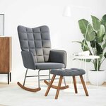 vidaXL Chaise à bascule avec repose-pied gris foncé velours
