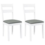 vidaXL Chaises à manger coussins 2 Pièces blanc bois massif caoutchouc