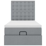 vidaXL Cadre de lit ottoman et matelas gris clair 100x200 cm tissu