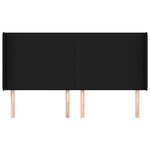 vidaXL Tête de lit avec oreilles Noir 203x16x118/128 cm Tissu