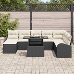 vidaXL Ensemble de canapé de jardin 9 Pièces Noir Poly rotin