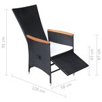 Vidaxl chaise inclinable de jardin 2pc et coussins résine tressée noir