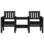 vidaXL Banc de jardin avec table 2 places noir bois massif de pin