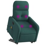 vidaXL Fauteuil inclinable de massage Vert foncé Tissu