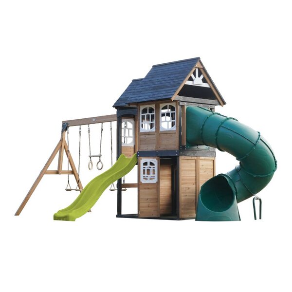 Aire de jeux - Toboggan vert citron et toboggan tubulaire - Noud
