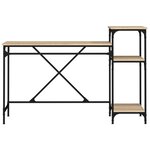 Bureau table poste de travail meuble d'ordinateur informatique étude et étagères chêne sonoma 135 x 50 x 90cm bois ingénierie/fer brun 02_0023818