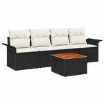 vidaXL Ensemble de canapé de jardin 5 Pièces Noir Poly rotin