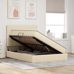 vidaXL Lit avec rangement et matelas Crème 140 x 200 cm Polyester