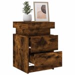 vidaXL Table de chevet avec lumières LED chêne fumé 35x39x55 cm