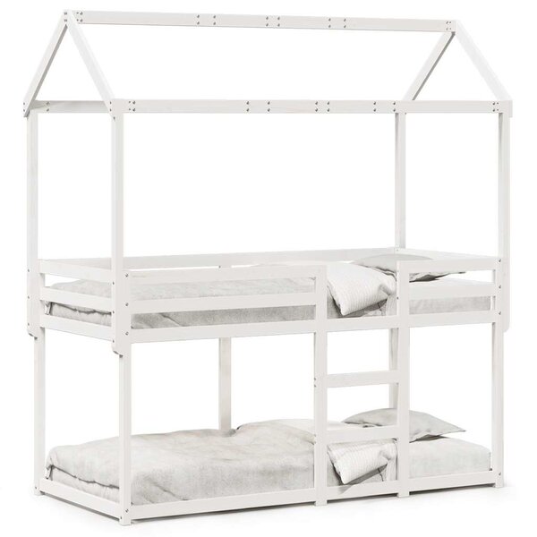 vidaXL Lit superposé sans matelas blanc 90x200 cm bois de pin massif