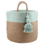 Panier beige et aqua en jute et coton maori