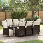 vidaXL Ensemble repas jardin 9 pièces avec coussins rattan poly marron