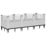 vidaXL Jardinière avec piquets blanc 123 5x43 5x43 5 cm PP