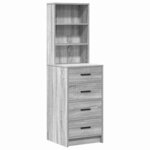 vidaXL Table de Toilette 3 Pièces Gris 40 x 41 x 135 cm Bois d'ingénierie