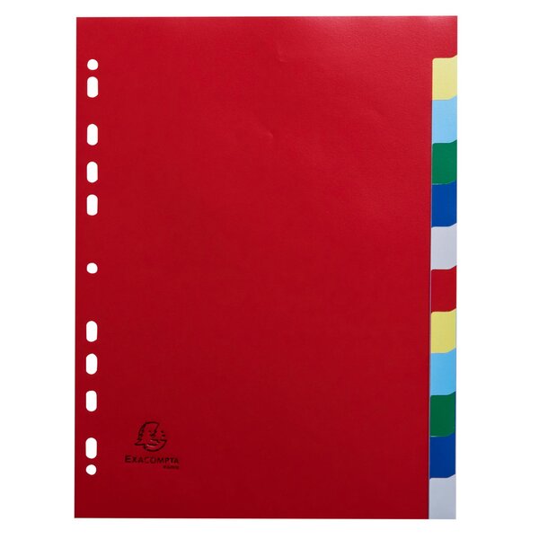 Intercalaires Polypropylène Souple 12 Positions - A4 - Couleurs Assorties - Exacompta