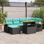 vidaXL Salon de jardin avec coussins 7Pièces marron résine tressée acacia