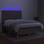 vidaXL Sommier à lattes de lit et matelas et LED Taupe 140x200cm Tissu