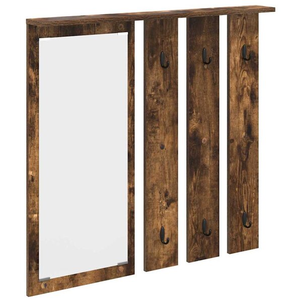 vidaXL Porte-manteau mural avec étagère Chêne fumé 84 x 10 x 80 cm