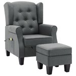 vidaXL Fauteuil de massage avec repose-pied Gris clair Tissu