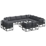 vidaXL Ensemble de canapé de jardin avec coussin 13 Pièces Noir Aluminium