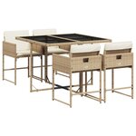 vidaXL Ensemble à manger de jardin avec coussins 5Pièces Beige poly rotin