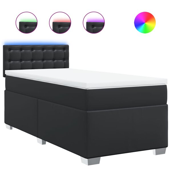 vidaXL Sommier à lattes de lit avec matelas Noir 80x200cm Similicuir