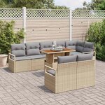 vidaXL Ensemble de canapé de jardin avec coussin 9 Pièces Beige et gris
