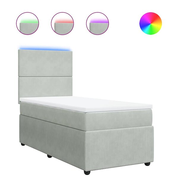 vidaXL Sommier à lattes de lit et matelas Gris clair 100x200cm Velours