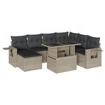 vidaXL Salon de jardin 8 Pièces avec coussins gris clair résine tressée