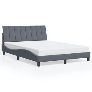 vidaXL Cadre de lit sans matelas Hanko gris foncé 140x190 cm velours