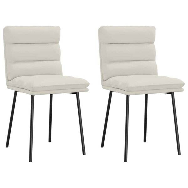 vidaXL Chaises à manger lot de 2 Crème Velours