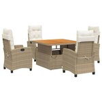 vidaXL Ensemble à manger de jardin avec coussins 5Pièces Beige poly rotin