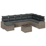 vidaXL Ensemble de canapé de jardin de 8 pièces avec coussins en rotin poly noir